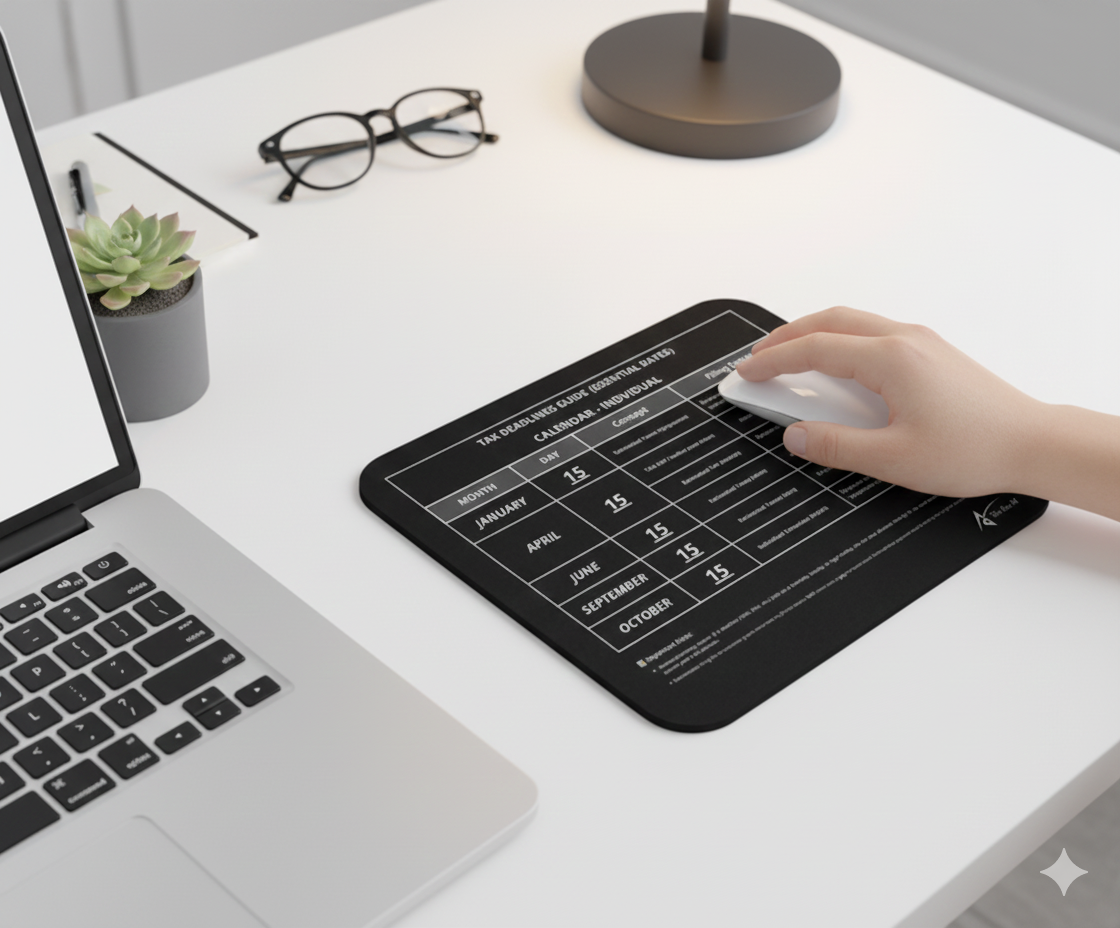Individual Tax Deadline Mouse Pad - Federal Tax Calendar
